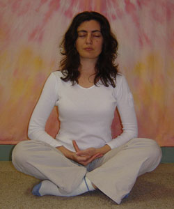 a person sitting in a 'lotus position'